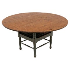 Vintage Hand Hewn Round Table With Parts Of 18th/19th Construction