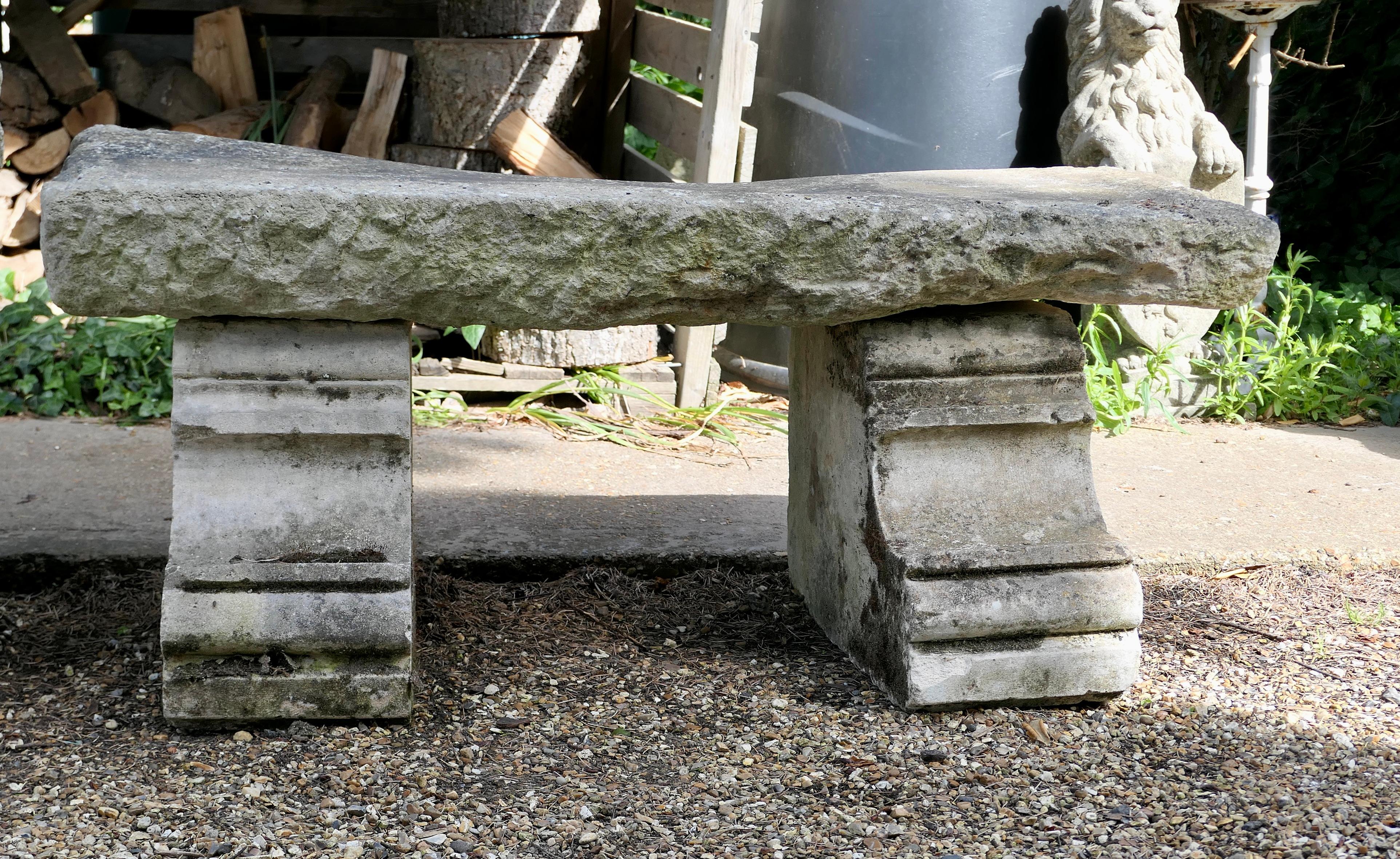 Country Hand Hewn Stone Garden Bench Seat 