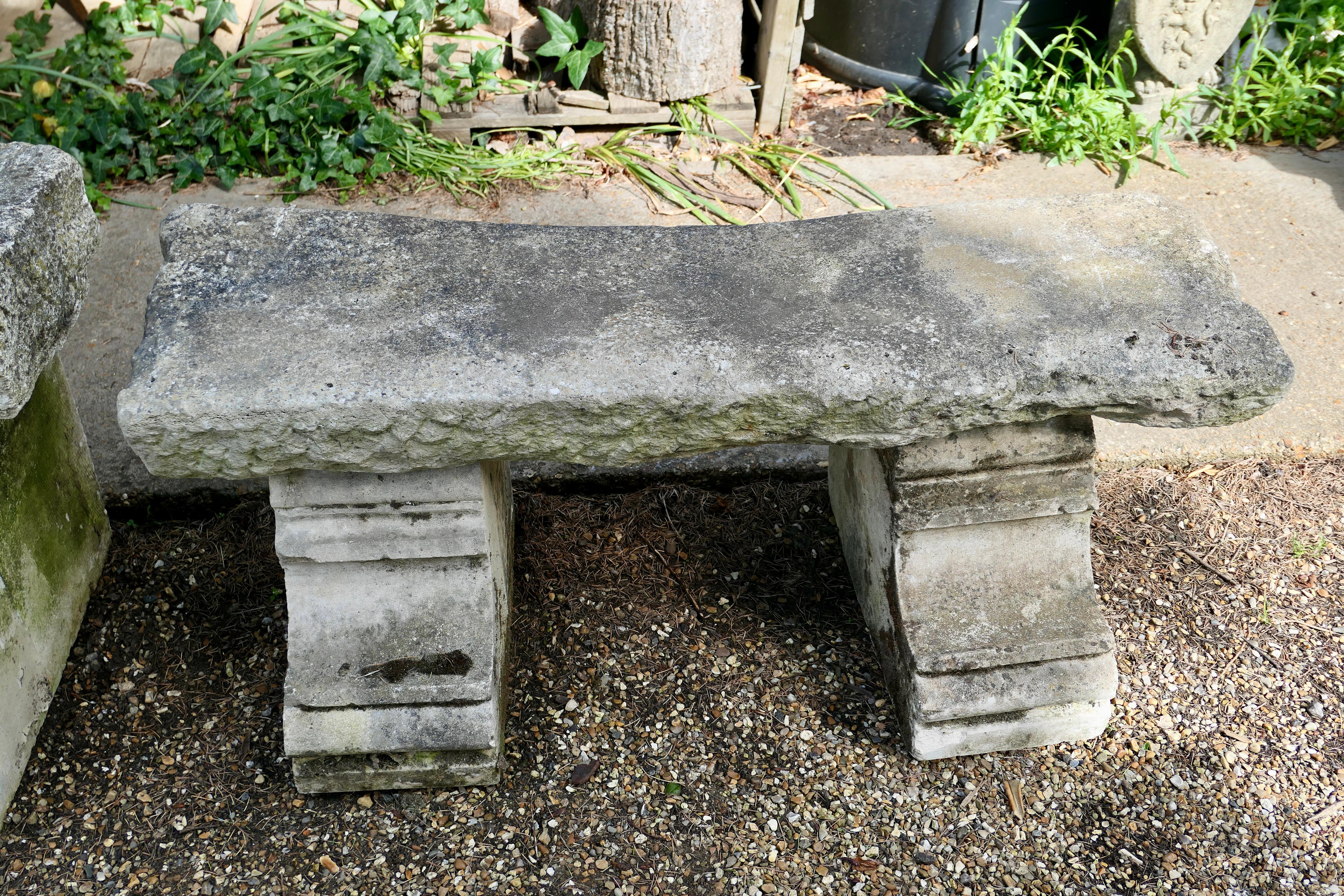 Hand Hewn Stone Garden Bench Seat  In Good Condition In Chillerton, Isle of Wight