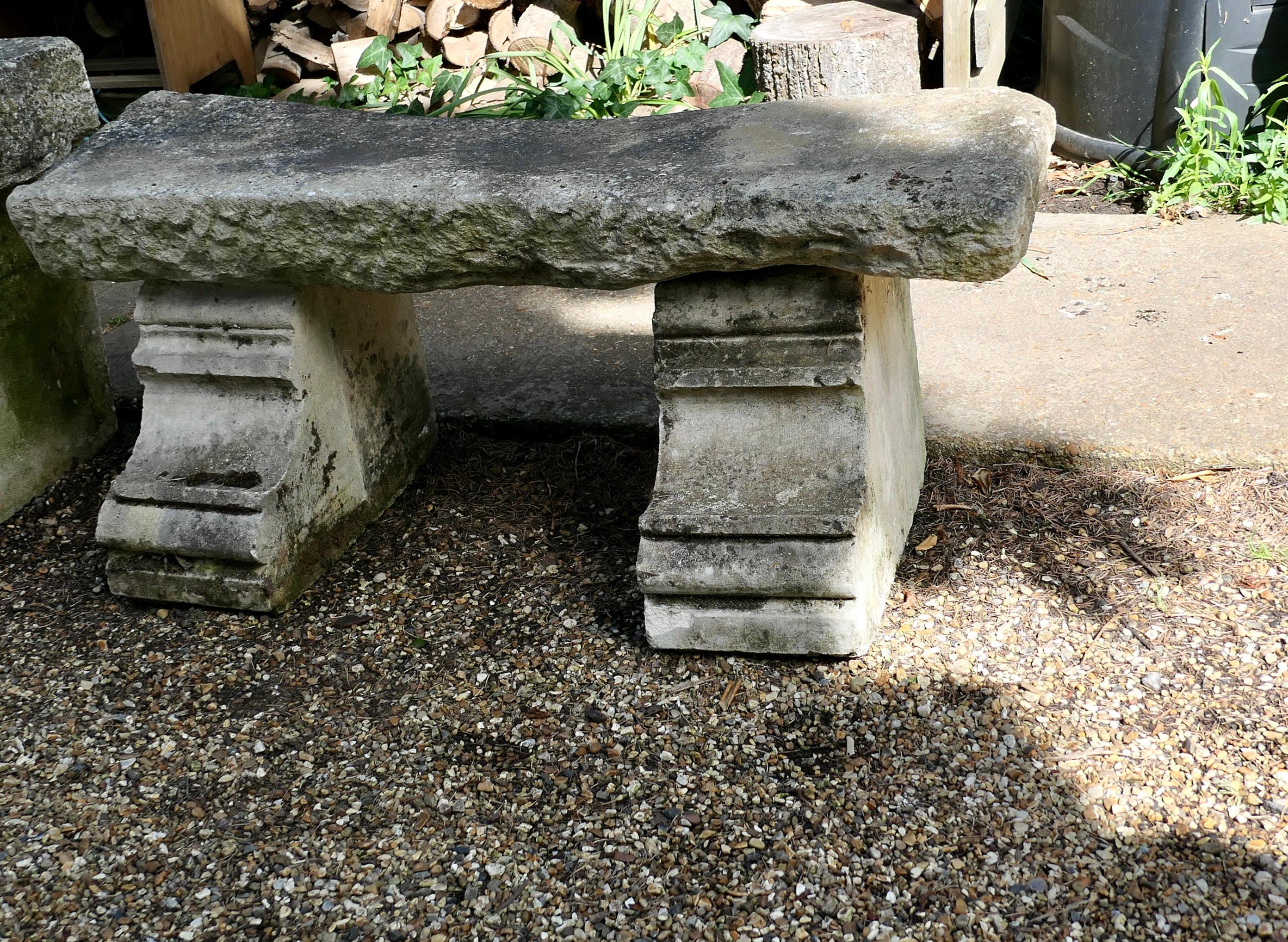 19th Century Hand Hewn Stone Garden Bench Seat 