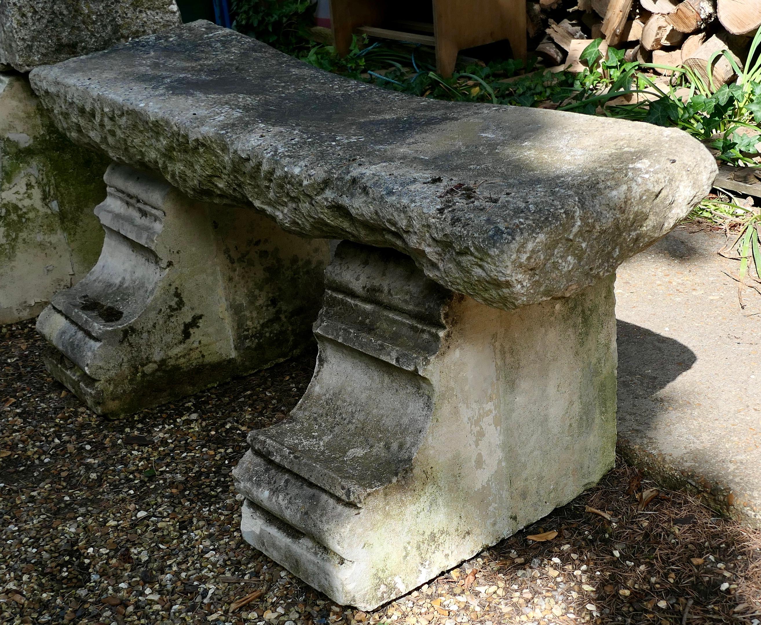 Hand Hewn Stone Garden Bench Seat  1