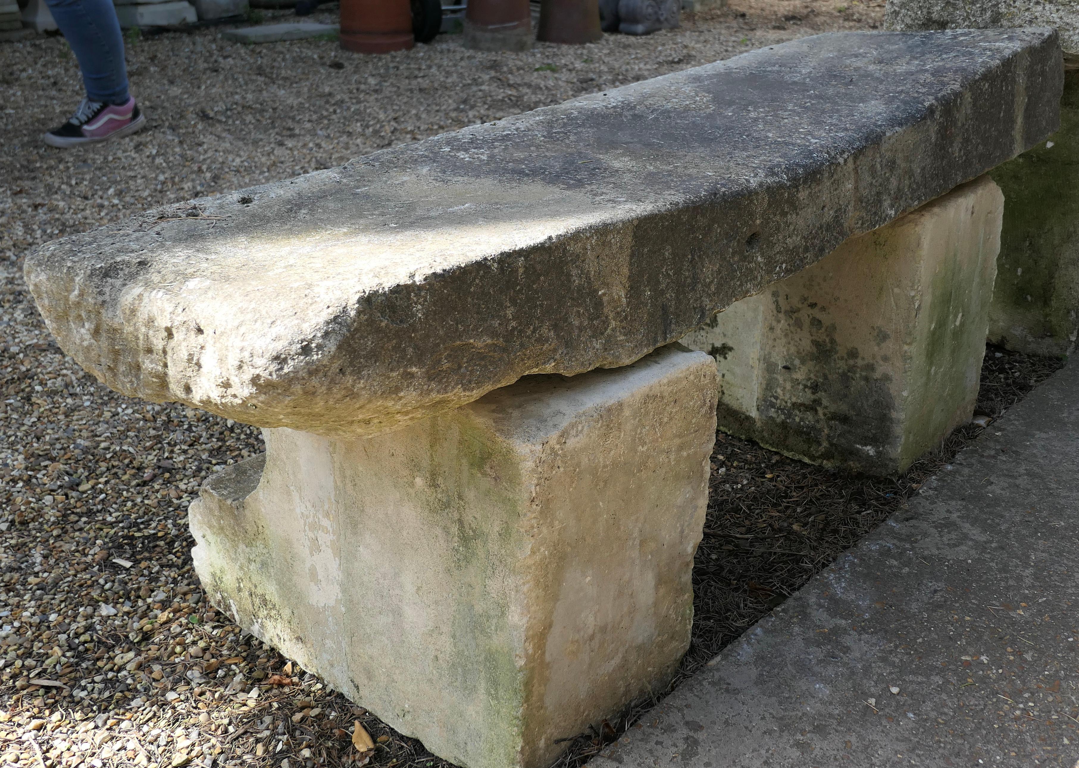 Hand Hewn Stone Garden Bench Seat  2