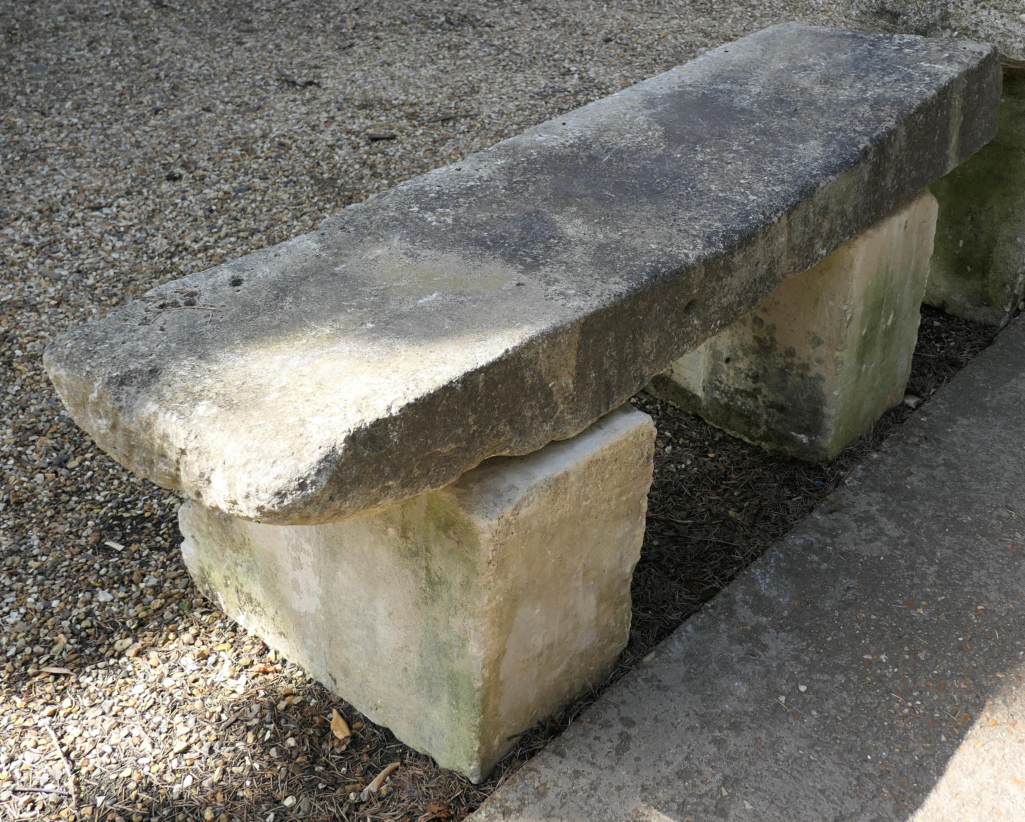 Hand Hewn Stone Garden Bench Seat  3
