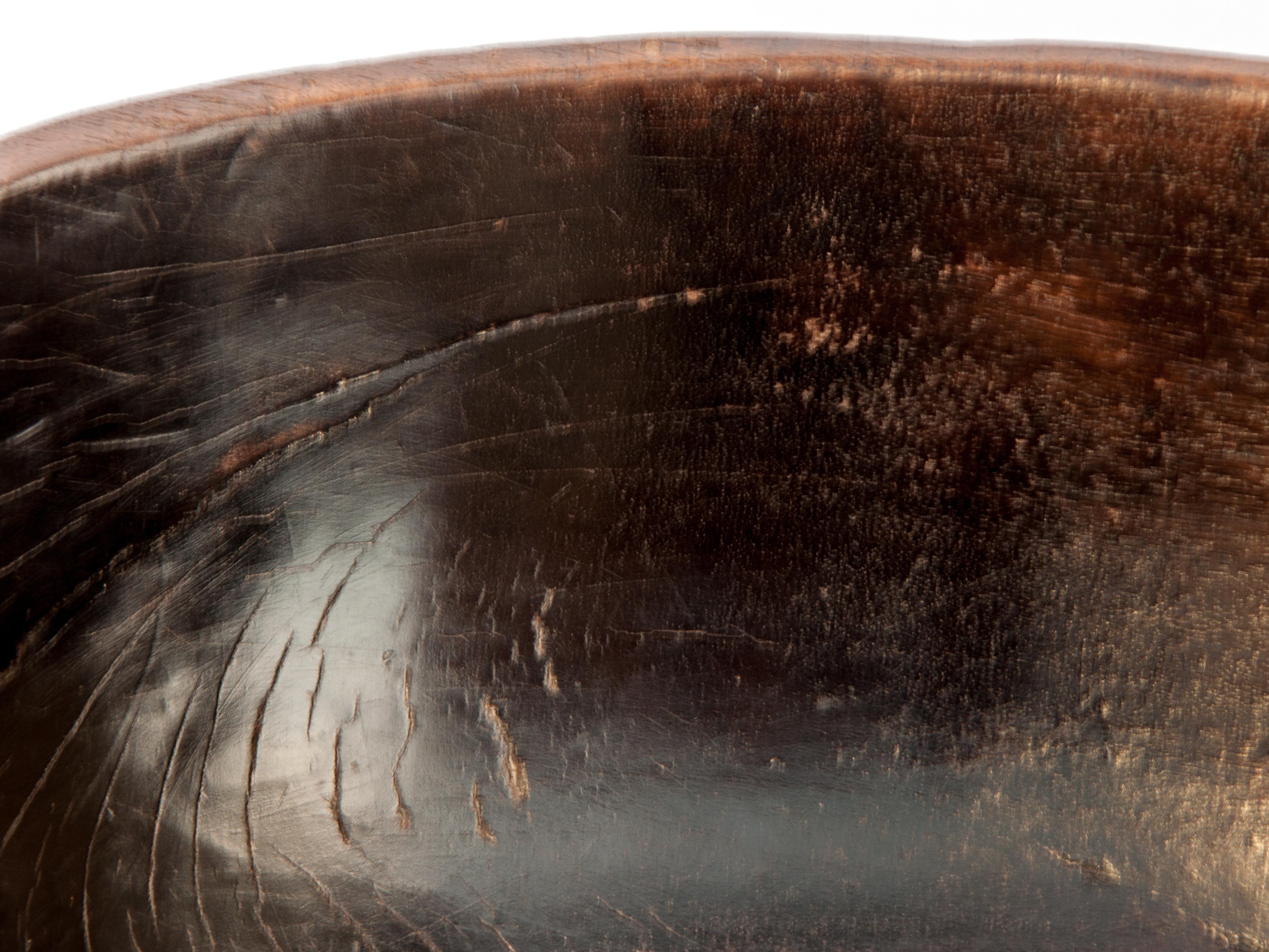 Hand Hewn Wooden Bowl with Handle from Sulawesi, Indonesia, Mid-20th Century 11