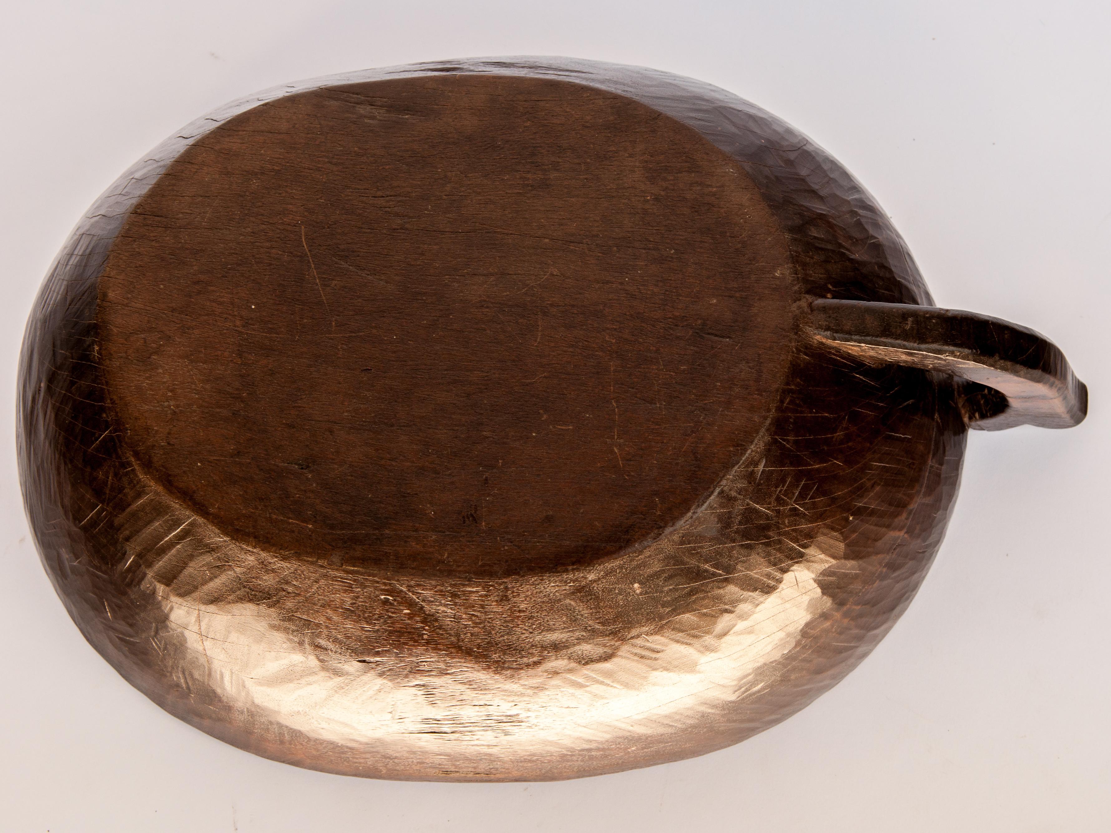 Hand Hewn Wooden Bowl with Handle from Sulawesi, Indonesia, Mid-20th Century 13