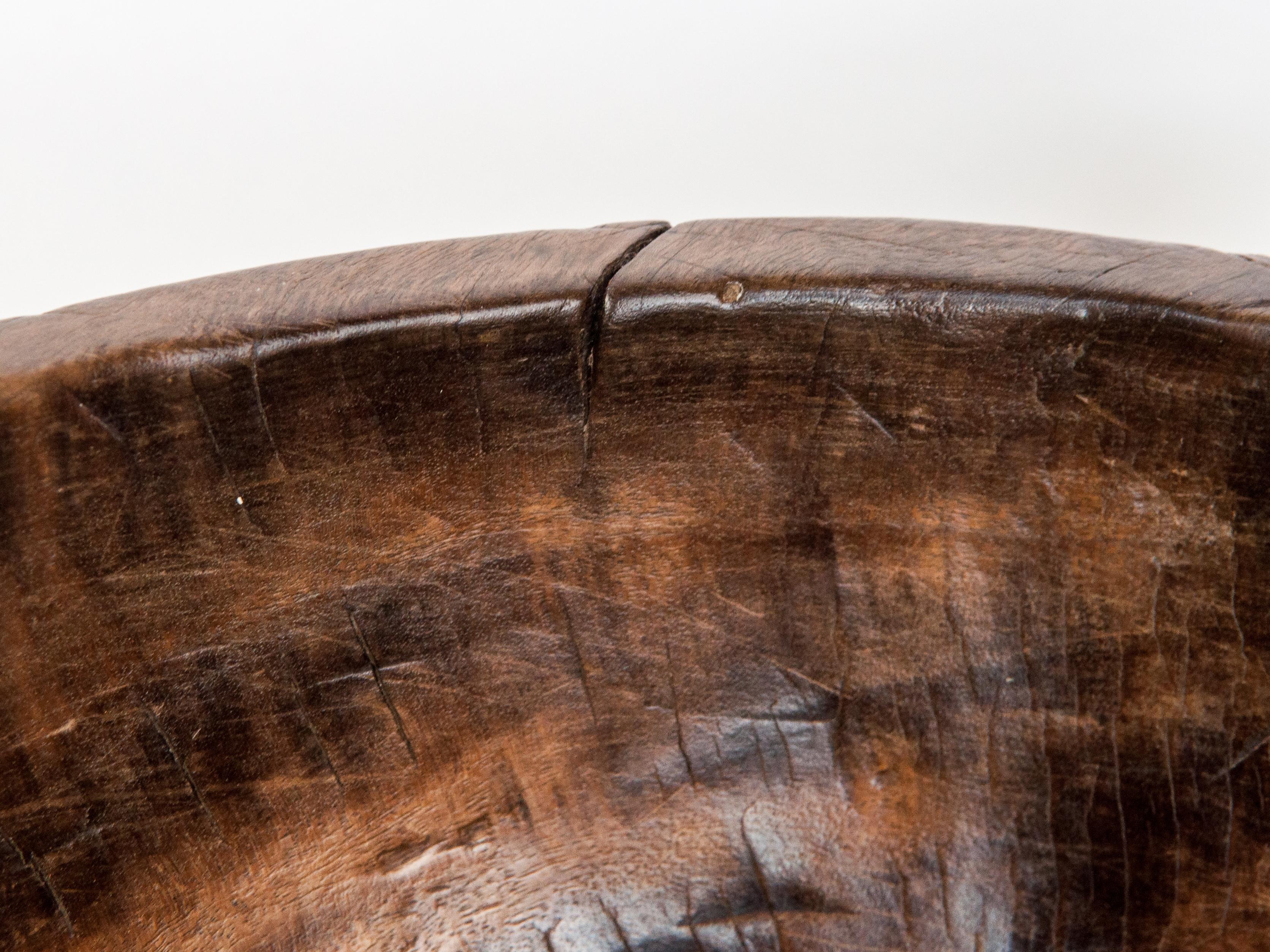 Hand Hewn Wooden Bowl with Handle Sulawesi, Indonesia, Mid-Late 20th Century 4