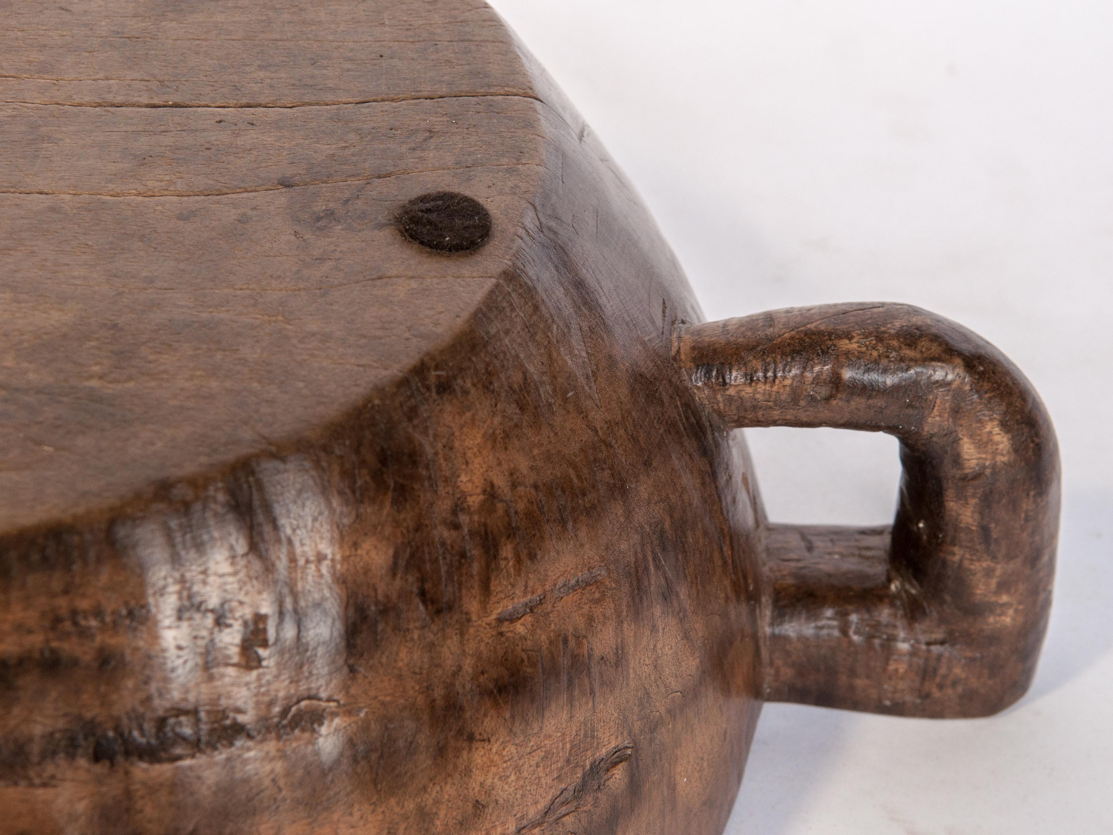 Hand Hewn Wooden Bowl with Handle Sulawesi, Indonesia, Mid-Late 20th Century 10