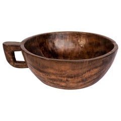 Hand Hewn Wooden Bowl with Handle Sulawesi, Indonesia, Mid-Late 20th Century