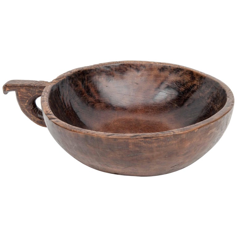 Hand Hewn Wooden Bowl with Handle Sulawesi, Indonesia. Mid-Late 20th ...