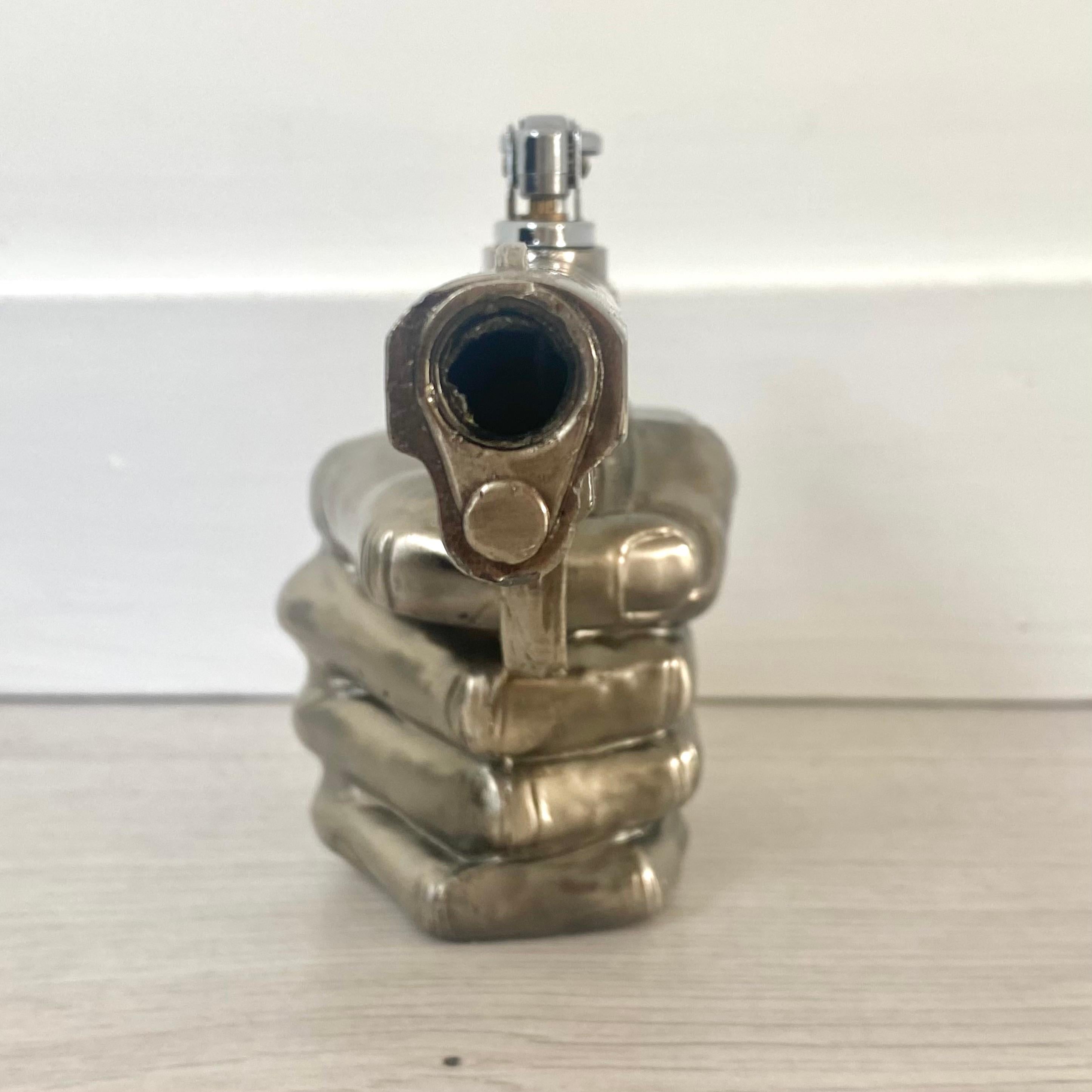 Hand Holding Gun Lighter in Original Box, 1986 Japan In Good Condition In Los Angeles, CA