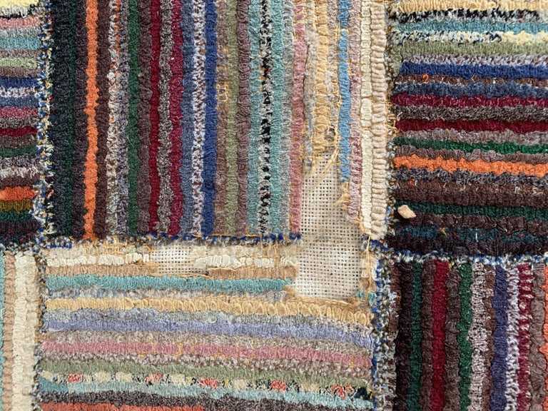 Hand Hooked Room Size Log Cabin Rug For Sale at 1stDibs