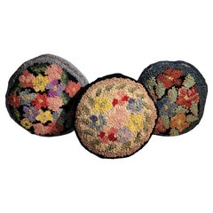 Hand Hooked Round Seat Cushions or Pillows -3