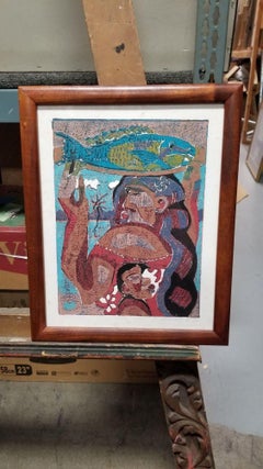 Hand Inked Block Print "Ilka Mama" on Paper by Avi Kiriaty