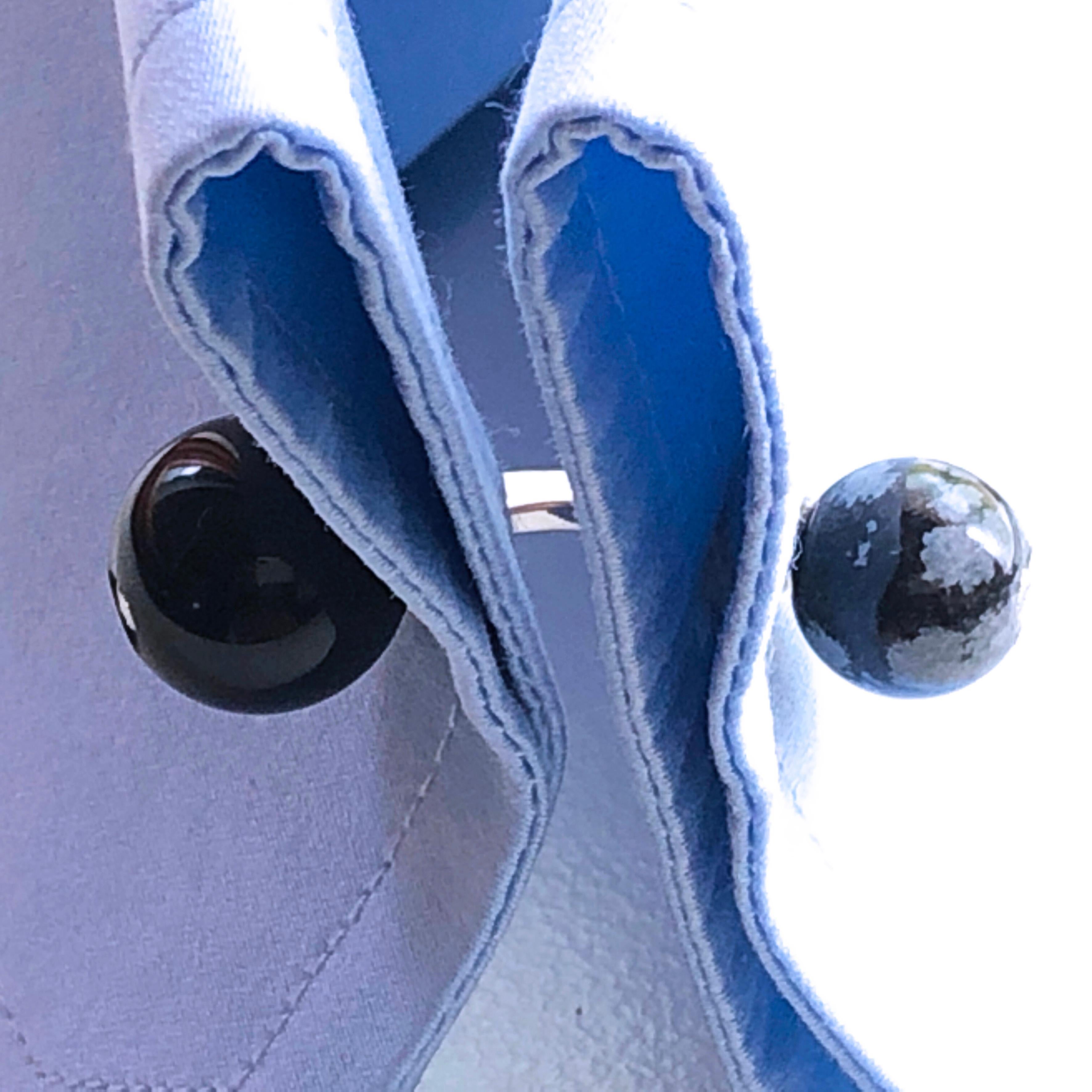 Berca Boutons de manchette en argent sterling incrustés à la main en onyx nuageux et onyx Little Ball en vente 2