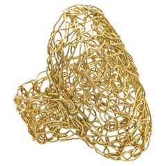 Hand Knitted Gold Oval Ring