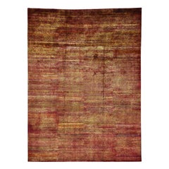 Hand Knotted 100 Percent Sari Silk Modern Red Oriental Rug