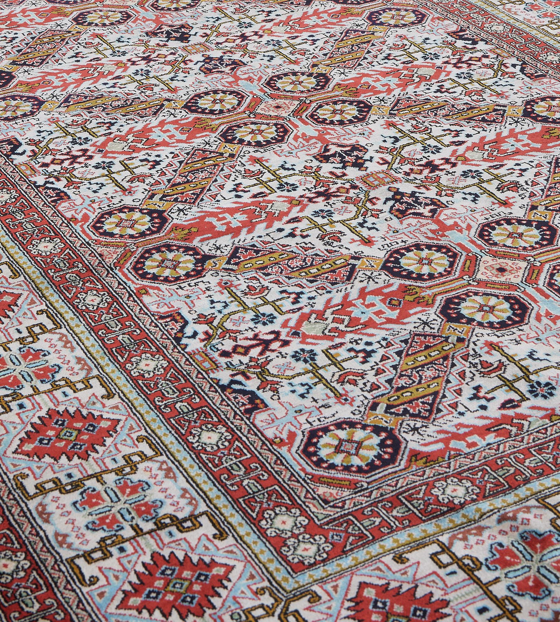 20th Century Hand-Knotted 100% Silk Persian Qum Rug For Sale
