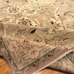 Tappeto in lana di Agra annodato a mano, 10x14, beige rosato, con medaglione floreale