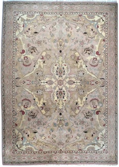 Tappeto in lana di Agra annodato a mano, 10x14, beige rosato, con medaglione floreale