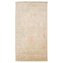 Alfombra de lana anudada a mano 10x18 estilo Oushak  Arena apagada y coral Transicional