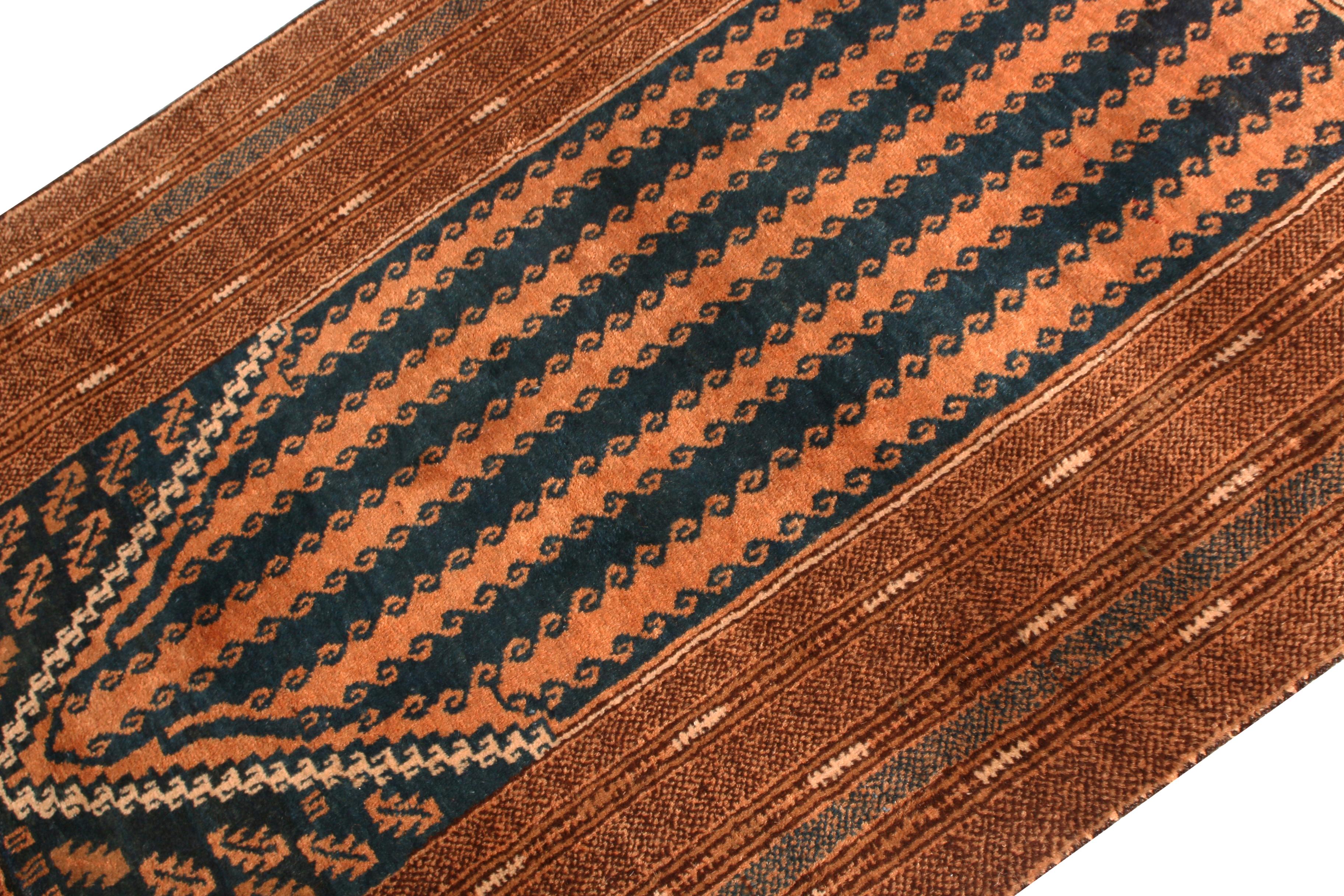 Hand-Knotted Hand Knotted 1950s Midcentury Baluch Rug Brown Persian Tribal by Rug & Kilim