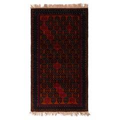 Handgeknüpfter Baluch-Teppich, Stammeskunst, Braun, geometrisch, Vintage, Persisch, 1950er Jahre
