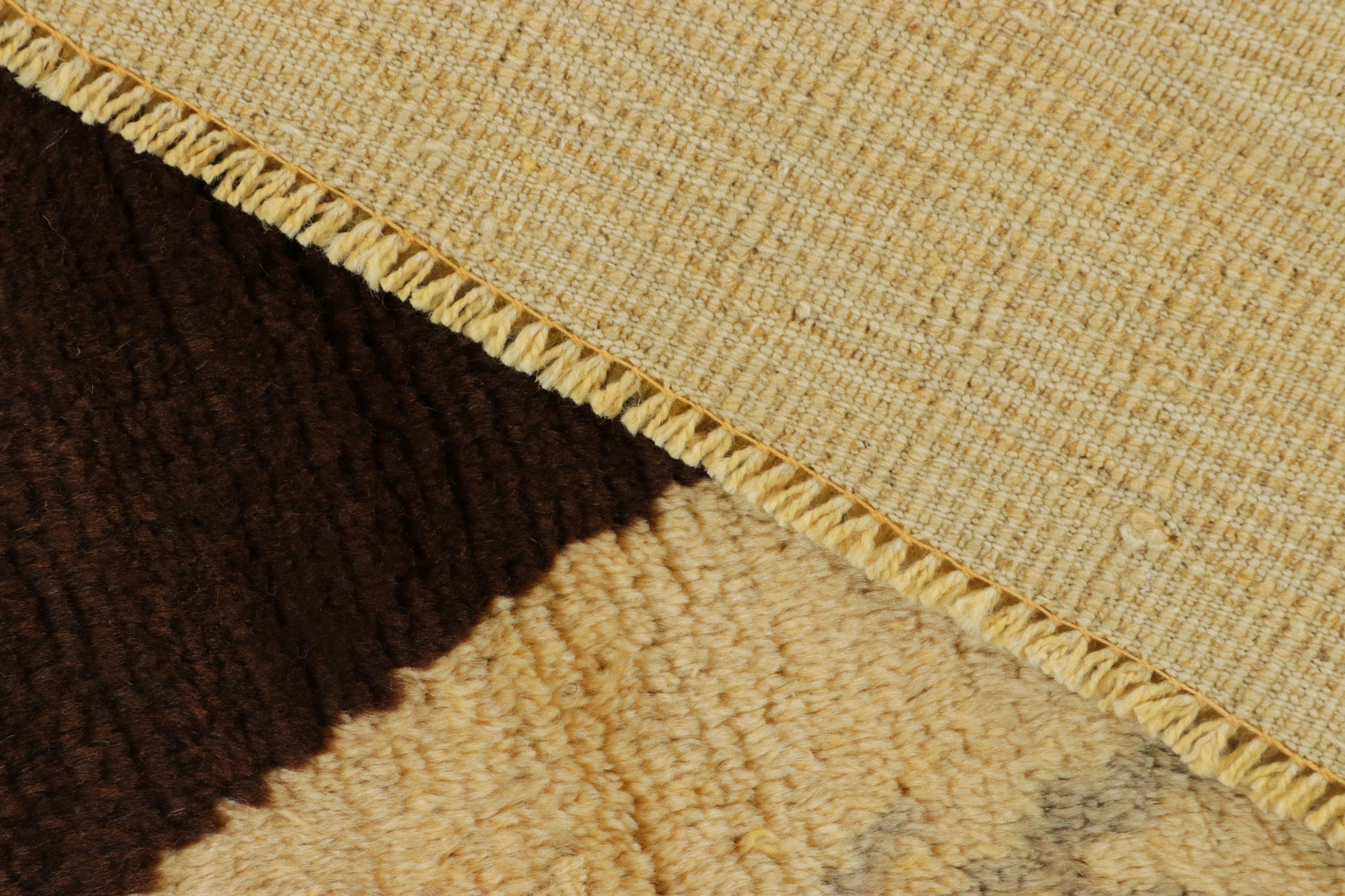 Wool Vintage Turkish Rug in Beige-Cream with Brown Animal Pictorial  - Rug & Kilim For Sale