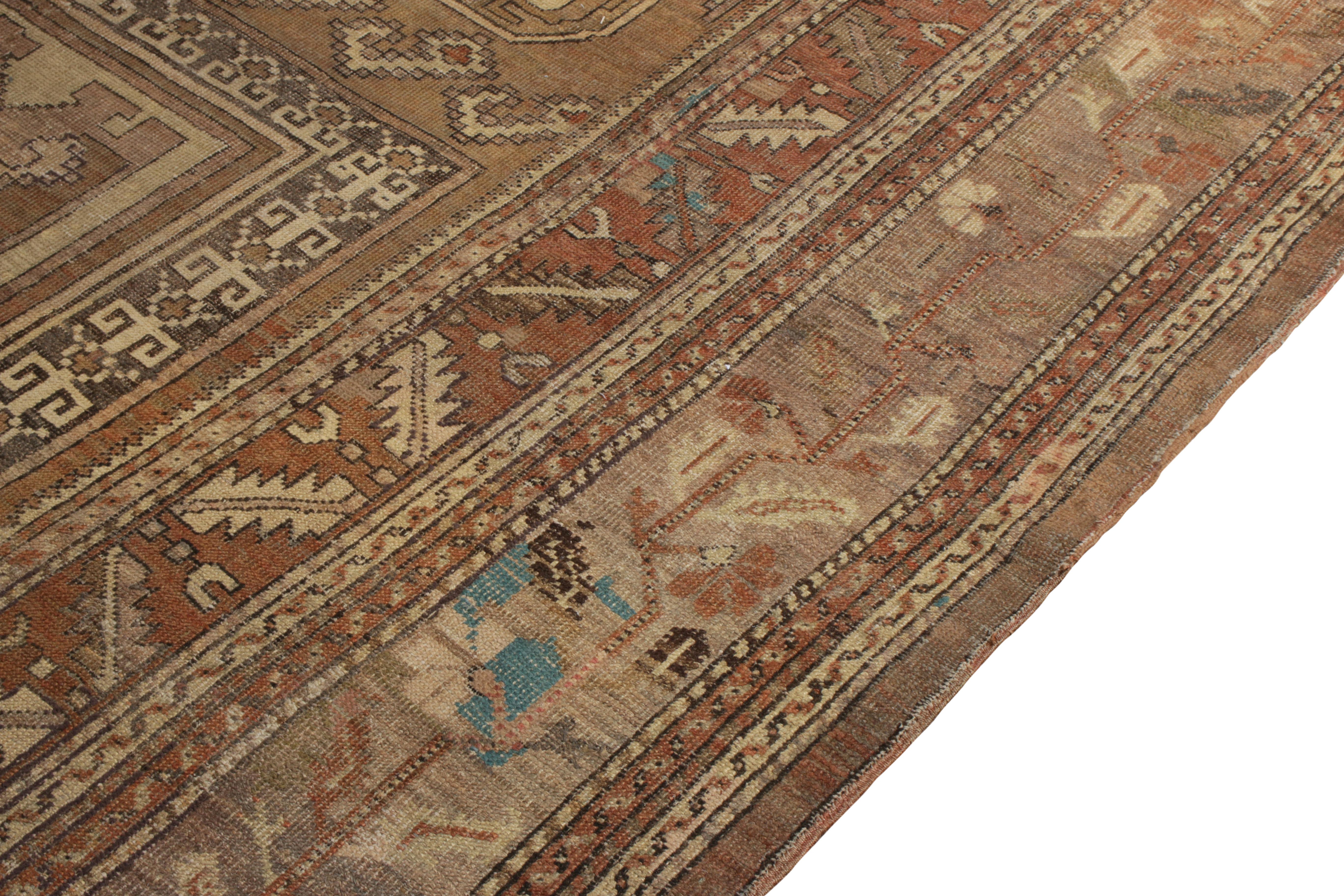 Hand-Knotted 19th Century Antique Rug in Brown Medallion Pattern by Rug & Kilim In Good Condition For Sale In Long Island City, NY