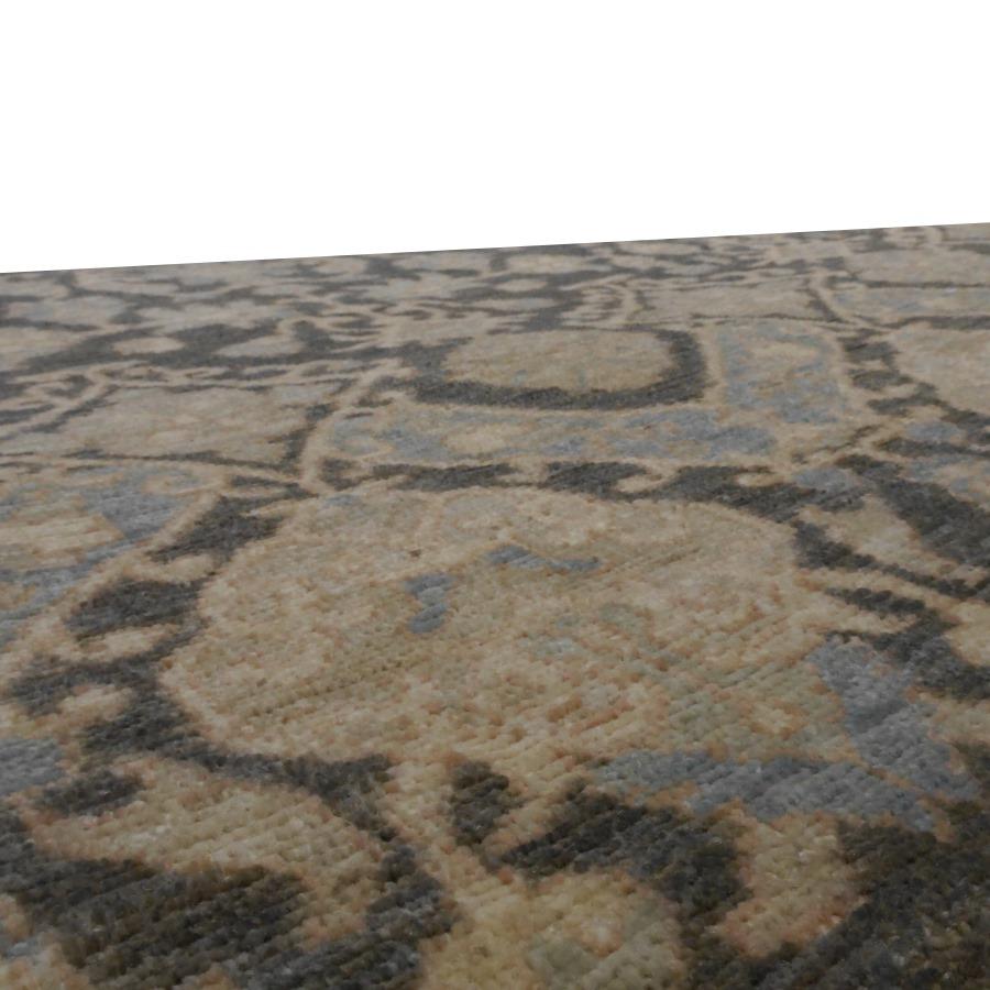 Handgeknüpfter, zeitgenössischer Teppich aus dem 21. Jahrhundert im Stil von Agra Grau und Beige (Afghanisch) im Angebot