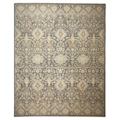 Tapis contemporain du 21e siècle noué à la main dans le style de Agra gris et beige