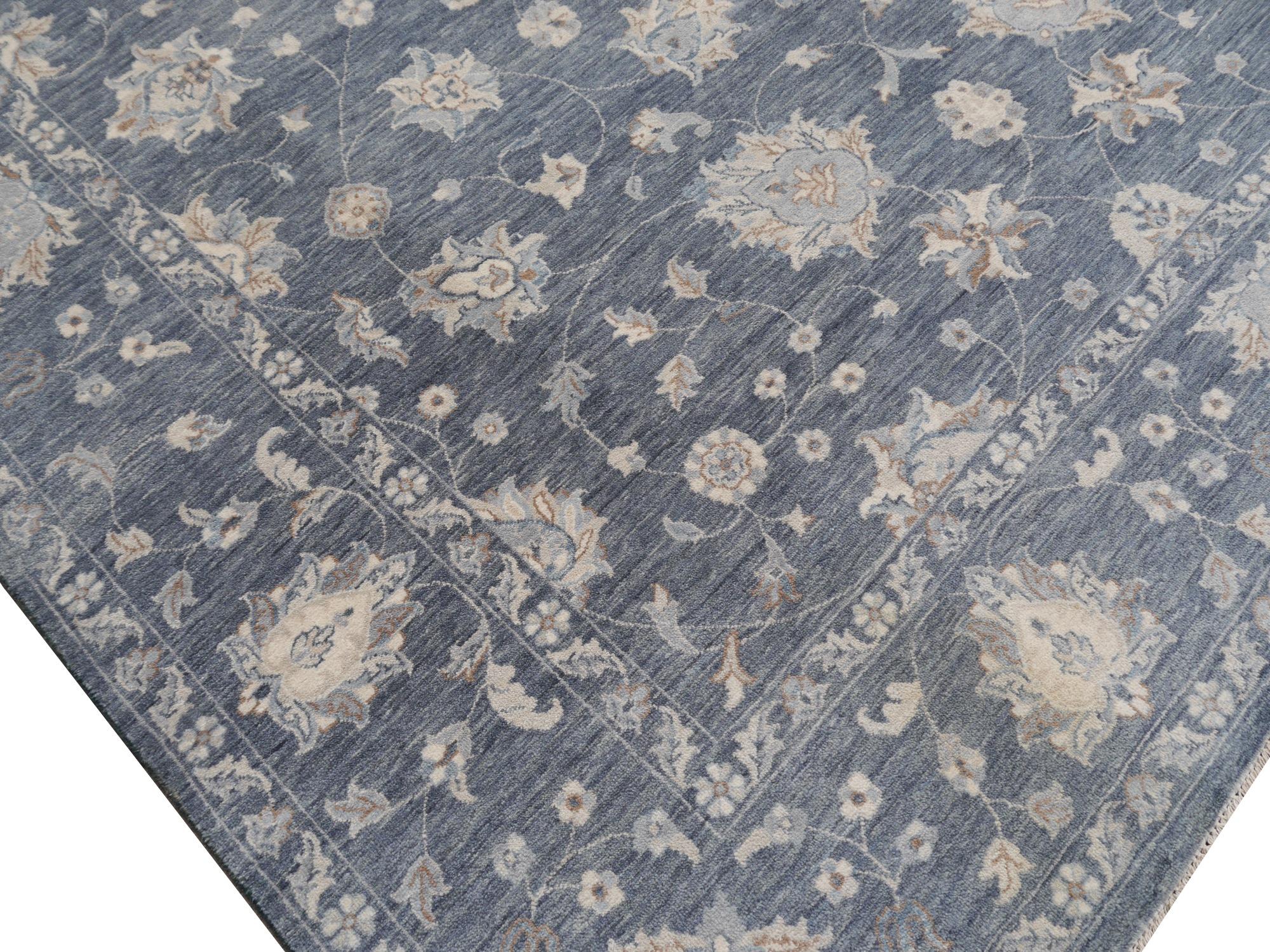 Hand Knotted 21st Century Rug Contemporary in Style of Oushak Grey and Beige 6