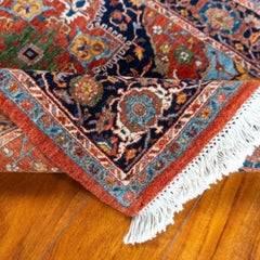 Hand-Knotted 2.5x4 Wool Rug Red Navy Geometric Medallion Accent Rug
