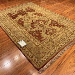 Hand-Knotted 4x6 Allegro Wool Rug Rust Gold Geometric Medallion Carpet