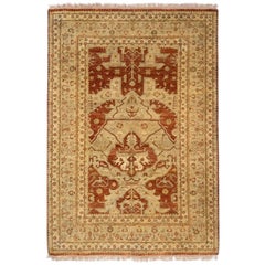 Hand-Knotted 4x6 Allegro Wool Rug Rust Gold Geometric Medallion Carpet