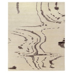 Rug & Kilim's Hand-Knotted Abstract Rug in Beige-Brown, White and Black Pattern
