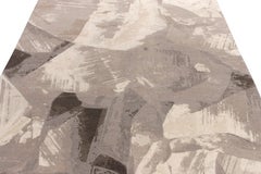 Rug & Kilim's Hand-Knotted Abstract Rug in Beige, Gray Paintstrokes Pattern
