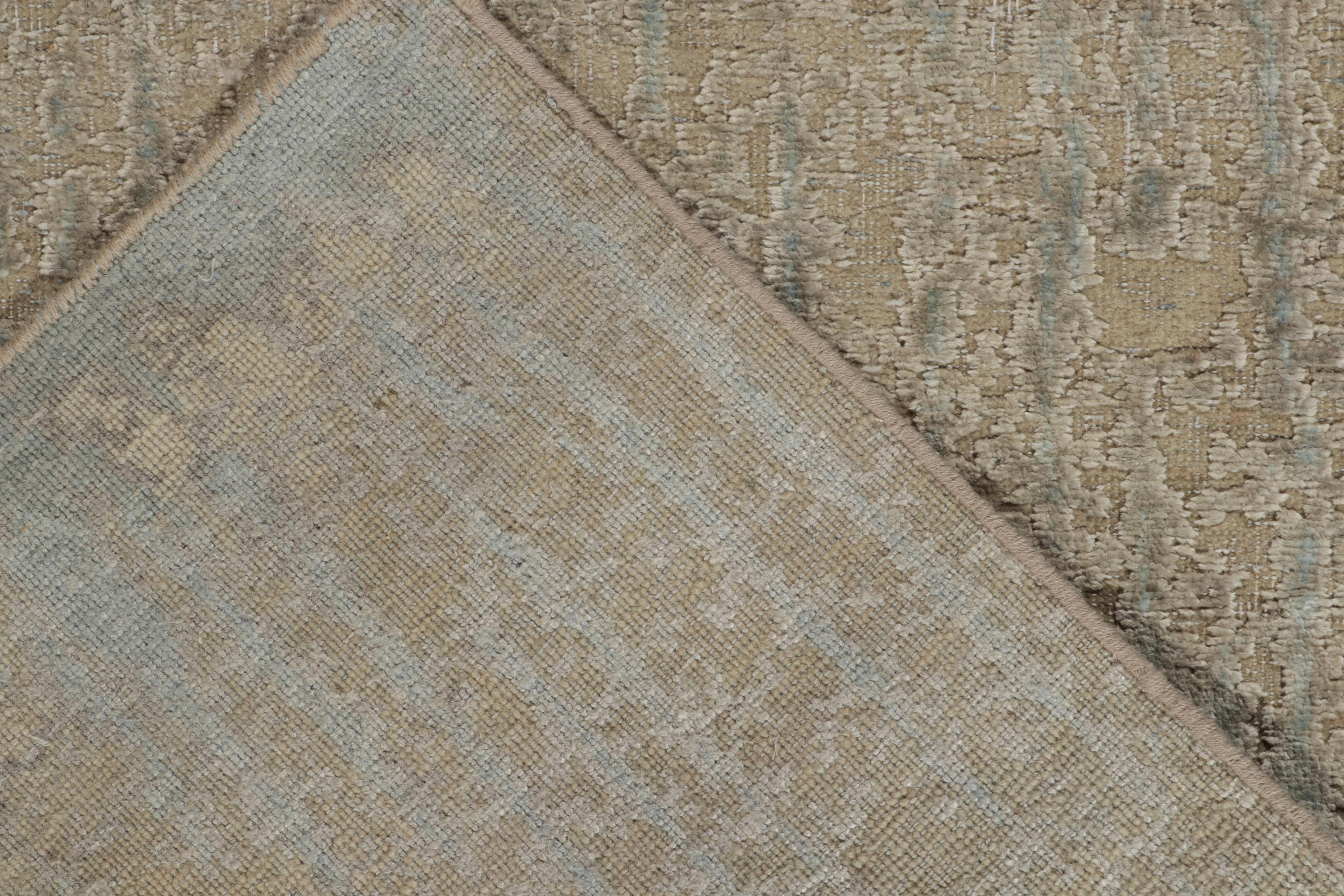 Handgeknüpfter abstrakter Teppich & Kelim-Teppich in Blau, Beige-Braun-Muster (Wolle) im Angebot