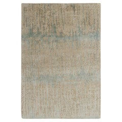 Rug & Kilim's Hand-Knotted Abstract Rug in Blue, Beige-Brown Pattern