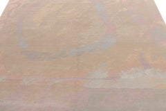 Rug & Kilim's Hand-Knotted Abstract Rug in Dreamy Pink and Blue Pattern