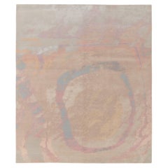 Rug & Kilim's Hand-Knotted Abstract Rug in Dreamy Pink and Blue Pattern