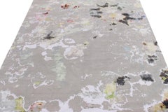 Rug & Kilim's Hand-Knotted Abstract Rug in Gray, White Watercolor Pattern