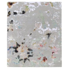 Hand-Knotted Abstract Rug in Gray, White Watercolor Pattern by Rug & Kilim