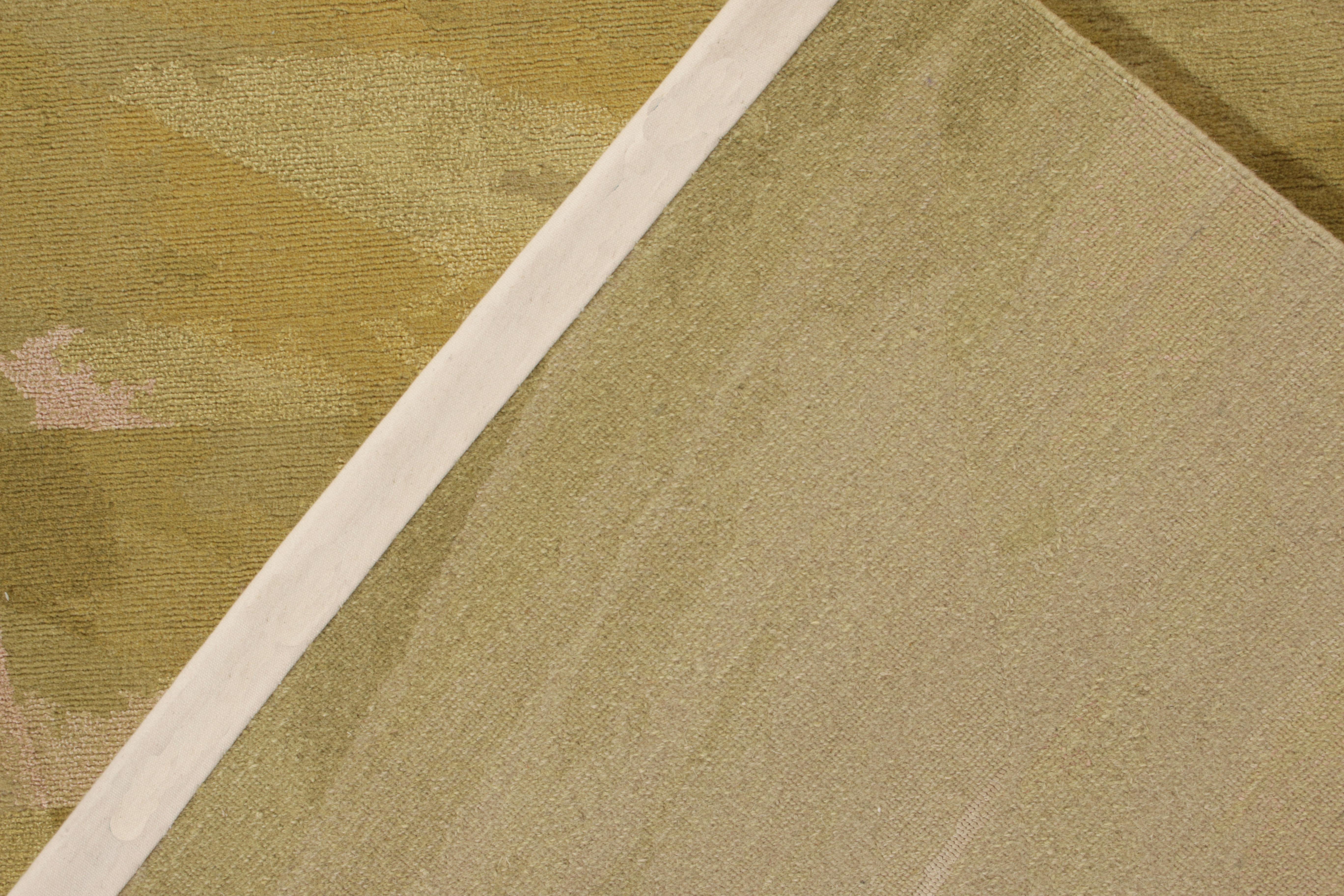 Handgeknüpfter abstrakter Teppich aus Olivgrün, Wolle und Seide, Teppich & Kelim im Zustand „Neu“ im Angebot in Long Island City, NY