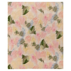 Rug & Kilim's Hand-Knotted Abstract Rug in Pink, Green Multicolor Pattern