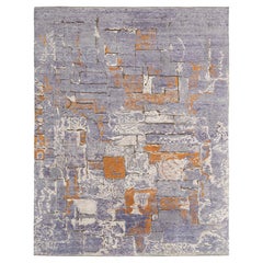 Hand-Knotted Abstract Rug in Purple, White, Orange Pattern by Rug & Kilim