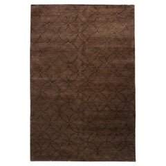 Luxury Modern Hand-Knotted Adaptations Circle Lattice Brown 12x16 Rug