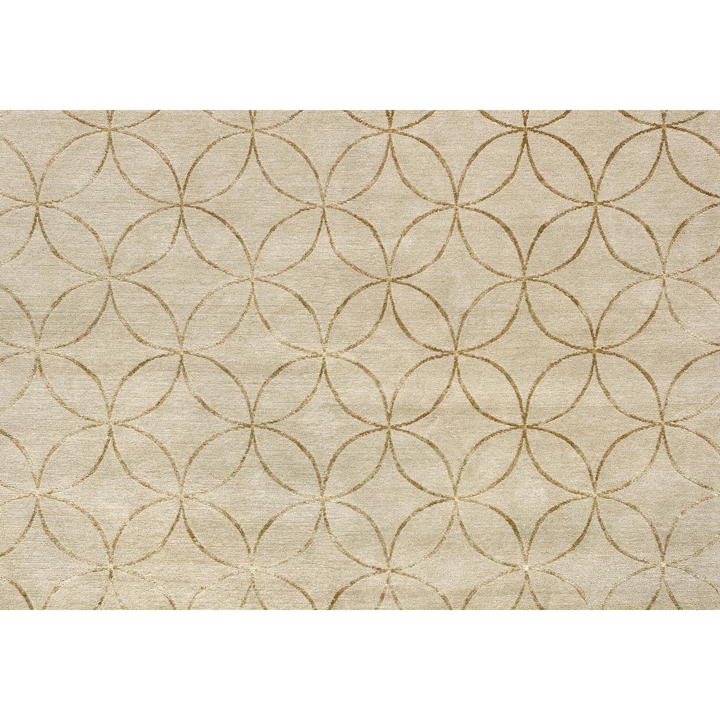 Luxury Modern Hand-Knotted Adaptations Circle Lattice Ivory 12x16 Rug In New Condition For Sale In Secaucus, NJ