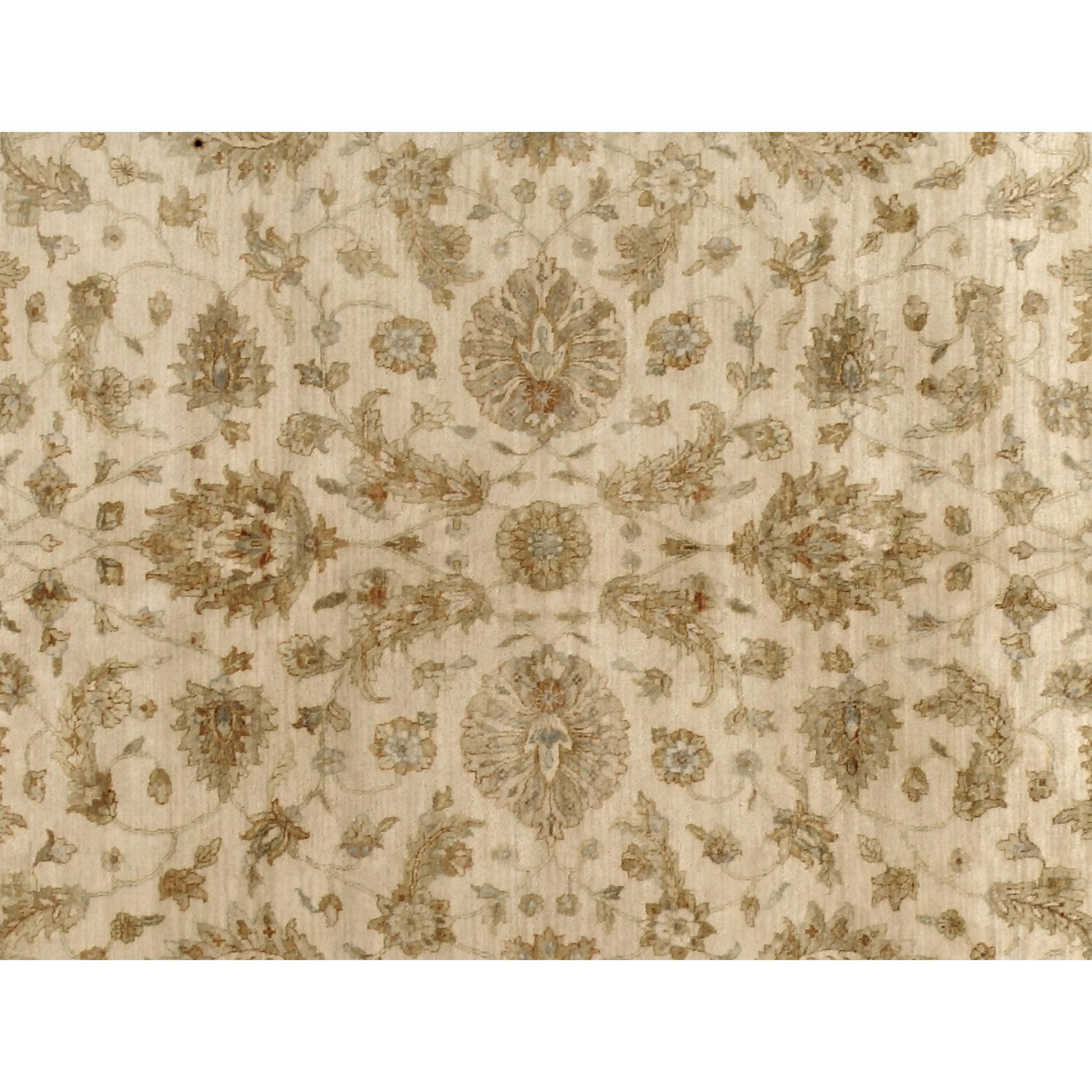 Agra Luxury Traditional Hand-Knotted Cream 12X24 Rug For Sale