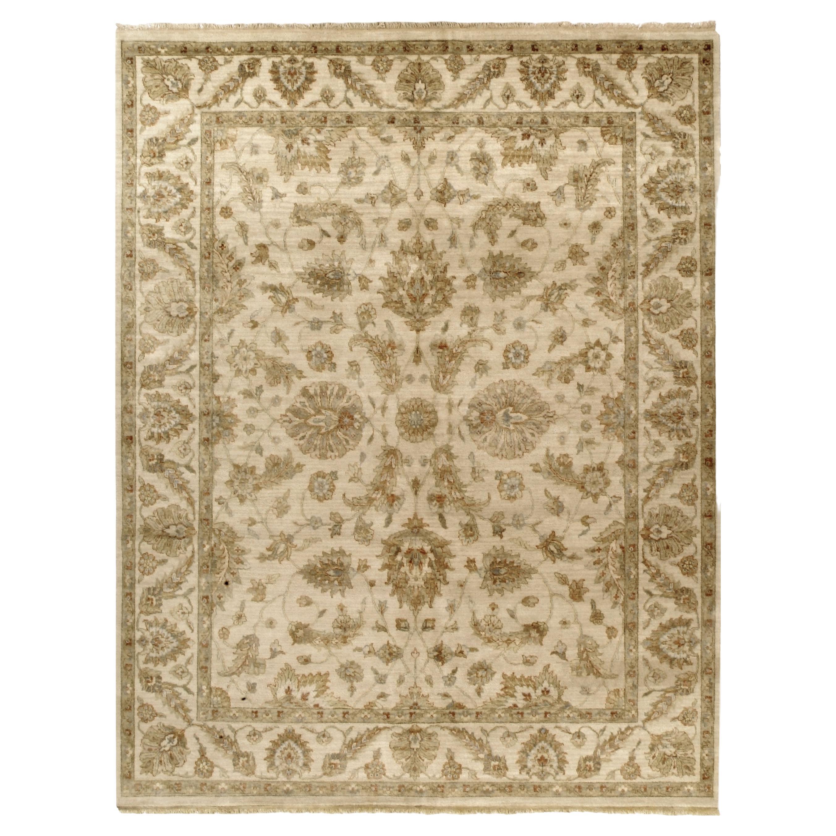 Luxury Traditional Hand-Knotted Cream 12X24 Rug For Sale