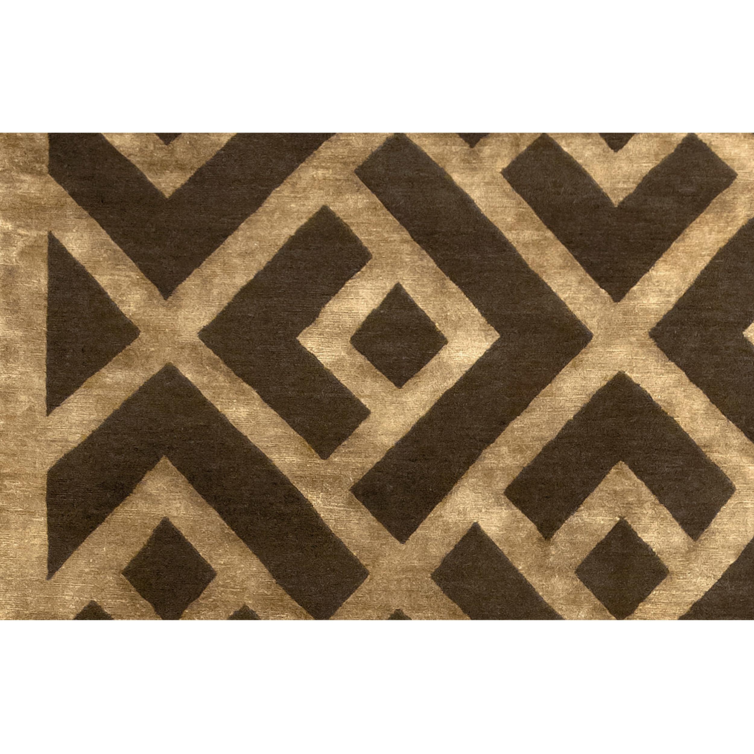 Luxury Modern Hand-Knotted Adaptations Laced Diamond Brown/Gold 12x16 Rug In New Condition For Sale In Secaucus, NJ